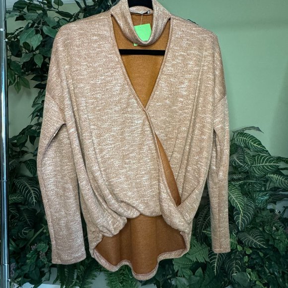 Choker Neck Surplice Top - Picture 2 of 4